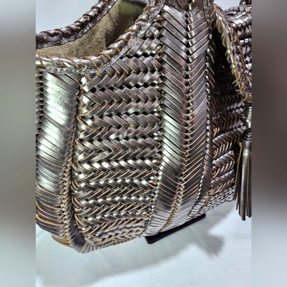 Anya Hindmarch Metallic Woven-Leather Bag - Picture 10 of 16
